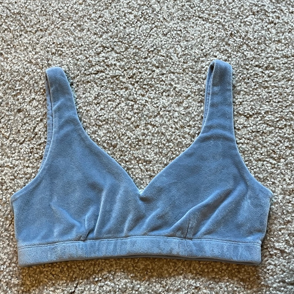 Double Zero Light Blue Velour Bralette